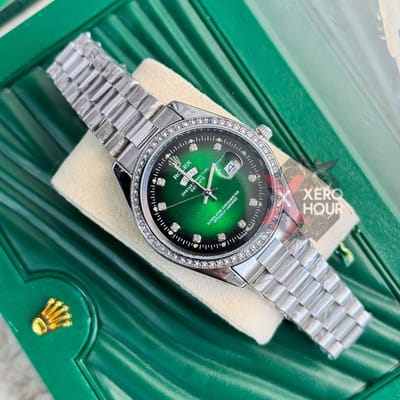 Rolex Day Date Single Tone || Green Dial || Rolex Mid Size Box