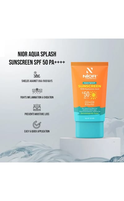Nior Aqua Splash Sunscreen SPF 50 PA++++ 50ml - Image 4
