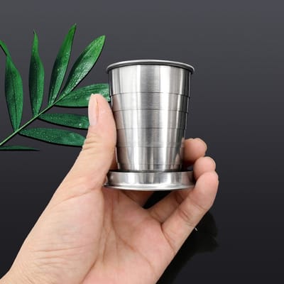 150ML Stainless Steel Collapsible Travel Cup – Folding Pocket-Sized Drinking Cup