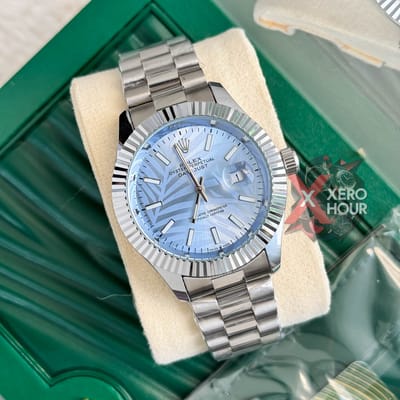 Rolex New Single Tone || 3D Dial Texture || with Brand box ||  Sky Blue