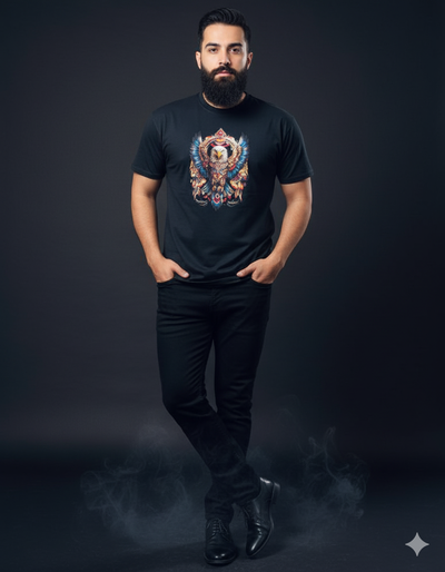 Gonji Black Printed T shirt