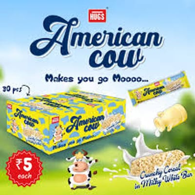 Hugs American Cow White Chocolate Cereal Bar | Oat Chocolate, Milky White Bars Box (30 pcs) - Image 1