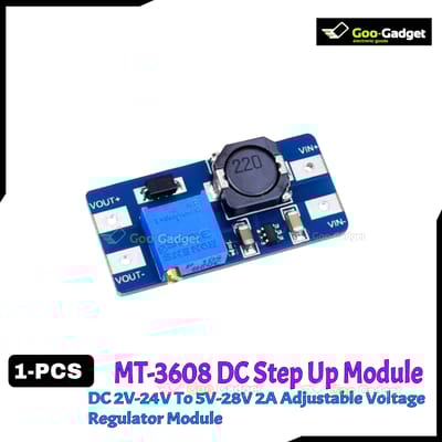 MT3608 DC-DC Step-Up Boost Converter Module | Adjustable 2V-24V to 5V-28V, 2A Voltage Regulator