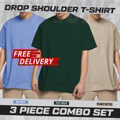 3 Pieces Combo - Drop Shoulder T-shirt for Men