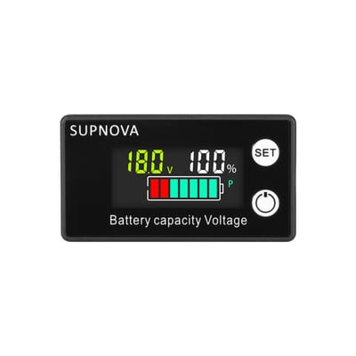 SUPNOVA Battery Capacity Voltage Indicator Level– DC 8V to 100V LCD Voltmeter Gauge for 12V 24V 48V 60V 72V 84V Lead Acid, Lithium, LiFePO4
