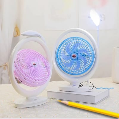 💦 JR-2018 Powerful Rechargeable High Speed Table Fan with LED Lamp Light