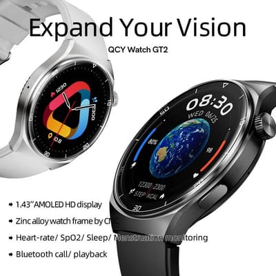 Qcy Watch GT2 Retina Amoled Display Calling Smartwatch – Black