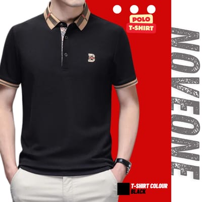 Black - Heritage Check Collar Polo T-Shirt