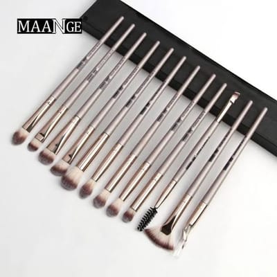 Maange 12ps Eye Brush Set (Silver)