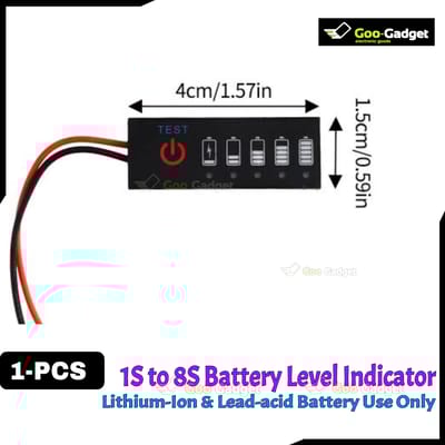1S-8S Battery Level Indicator Tester  for 18650 Li-ion, Lithium, and Lead Acid Batteries