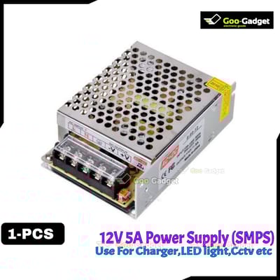 12V 5A DC Power Supply SMPS | Compact 60W Adapter for Electronics