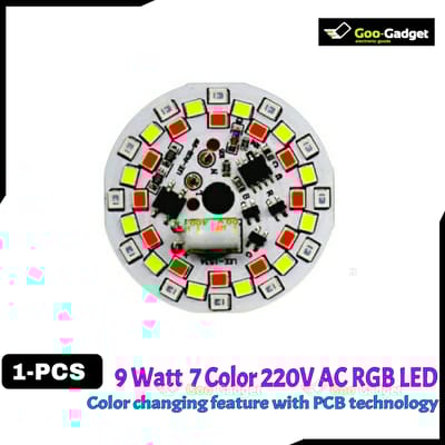220V AC RGB DOB Color Changing LED Bulb 9 Watt Multicolour