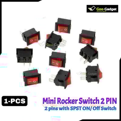 Mini Rocker Switch | 2-Pin ON-OFF SPST | 125VAC 6A / 250VAC 3A | Red KCD117S