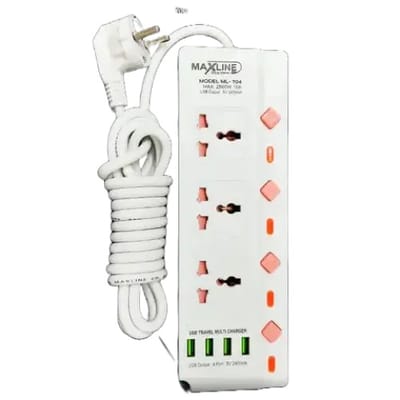 MaxLine ML-704, 4 Port USB, 7 Outlets Multiplug Charger