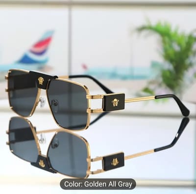 Men's Pilot-Style Fashion Fashion Glasses with Metal Frame, Rectangular Black Lenses - Perfect for Casual Wear, Photoshoots & Gifts