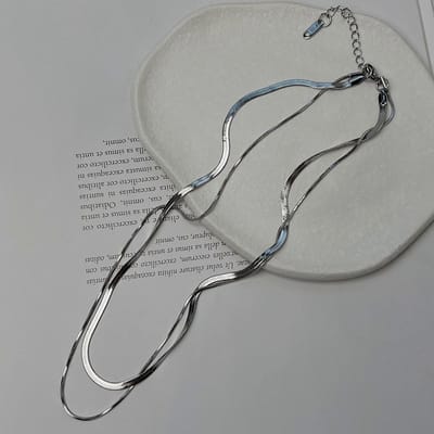 double layer snake bone thin necklace - Image 4