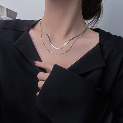 double layer snake bone thin necklace - Image 9