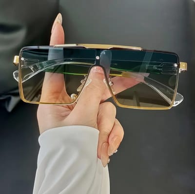 Fashionable Oversized Frameless Adult Golden Glasses, Suitable for Both Men And Women, Suitable for Parties,S, Driving, Photography Props