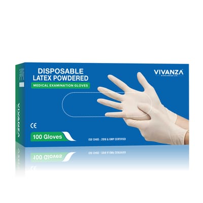 Latex examination gloves (medium