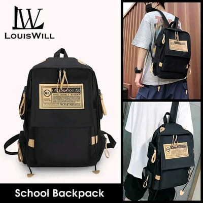 LouisWill Unisex Backpack Large Capacity Shoulder Bag Fashion Student Bag School Bag Hiking Travel Bags Men's Waterproof Bag Casual Nylon Backpacks