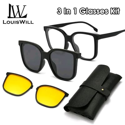 LouisWill Unbreakable UV Protection Three In One Magnetic  Absorption Sunglasses