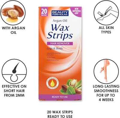 Beauty Formulas Wax Strips Legs & Body Argan Oil