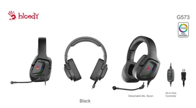 A4Tech Bloody G573 Virtual 7.1 RGB Gaming Headset - Black - Image 3