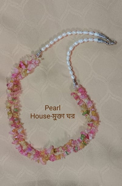 Pearl &Sea Coral stone Combination Neckpiece