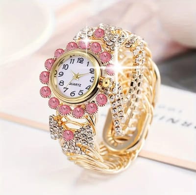 Women'S Gorgeous Fashion Digital Pointer Red Luxury Rhinestone Pendant Quartz Watch, Gift for Her