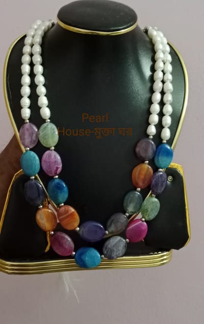 Pearl & Stone combination Neckpiece