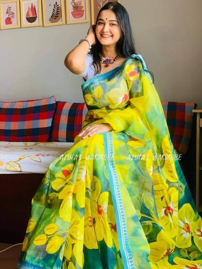 Hand Print Half Silk Sharee