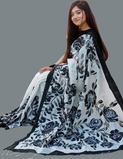 Hand Print Half Silk Sharee