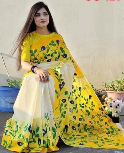 Hand Print Half Silk Sharee