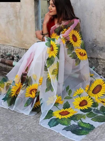 Hand Print Half Silk Sharee