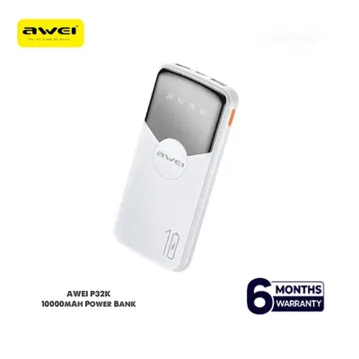 AWEI P32K Portable 10000mAh Power Bank Digital Display Phone Charger External Battery - Image 1