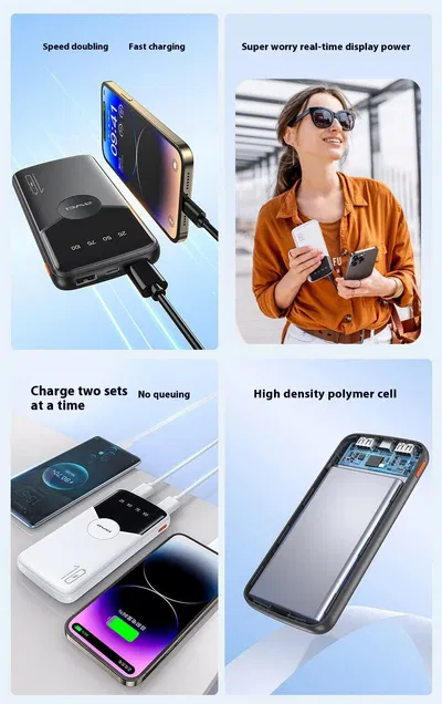 AWEI P32K Portable 10000mAh Power Bank Digital Display Phone Charger External Battery - Image 3