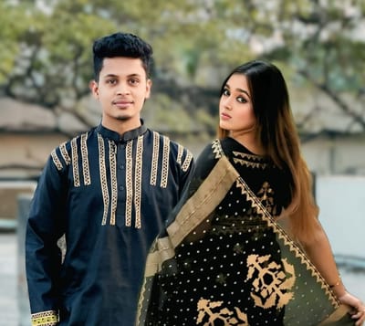 শাড়ি পাঞ্জাবি কাপল সেট - Image 2