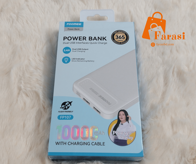 Foomee FP107 10000mAh Power Bank - White - Image 1