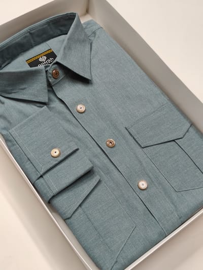 Ajwah Premium Kabli Panjabi – muted teal Edition