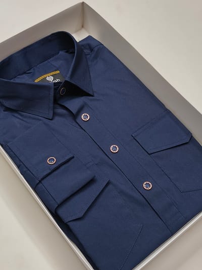 Ajwah Premium Kabli Panjabi – Navy Blue Edition