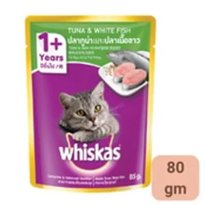 Whiskas Adult Cat Food Tuna & white Fish 80gm