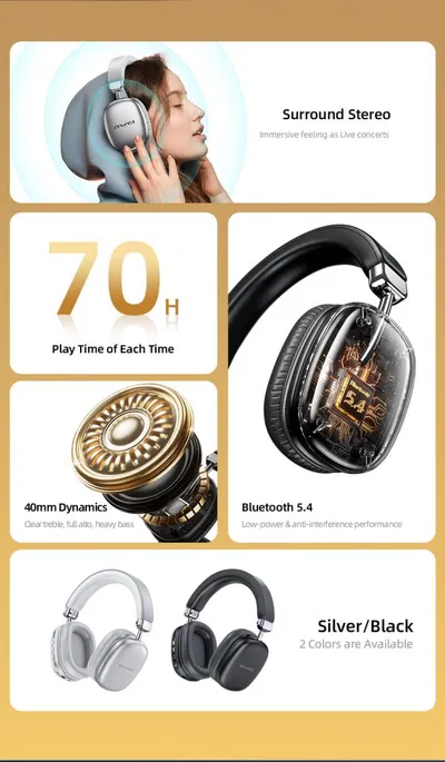 Awei AT7 Bluetooth wireless headphone stereo surround speaker with microphone headset - Image 8