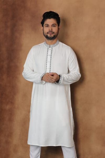 White Elegance Embroidered panjabi