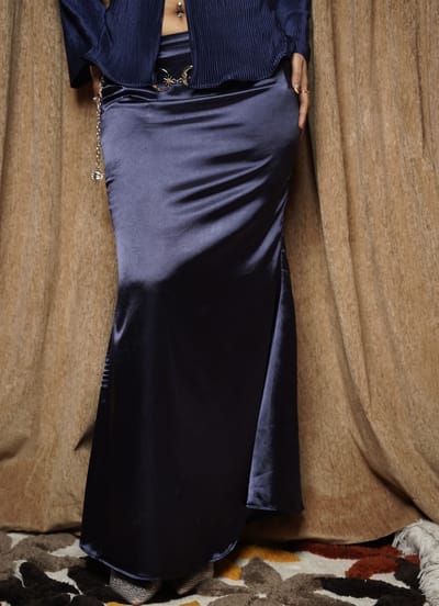 Midnight Blues Satin Skirt - Image 1