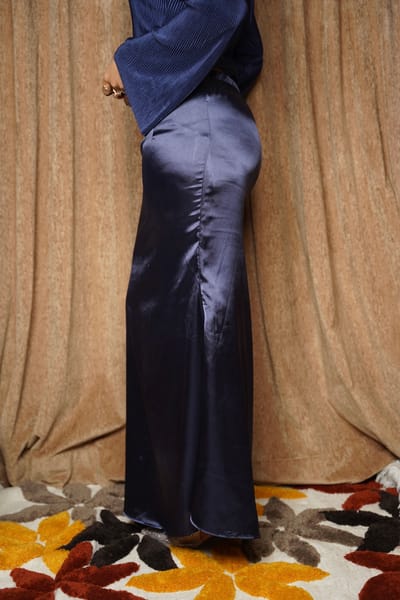 Midnight Blues Satin Skirt - Image 3