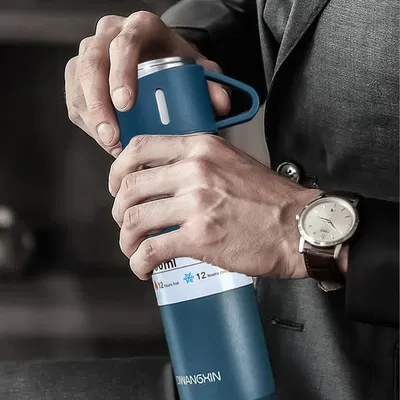 3 in 1 Vacuum Insulated Thermal Flask Cup Set