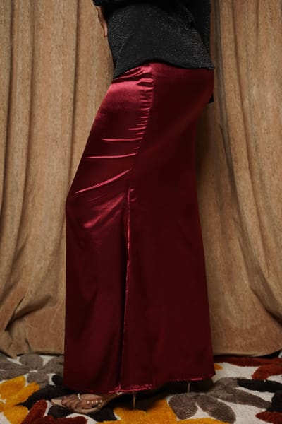 Crimson Satin Skirt - Image 2