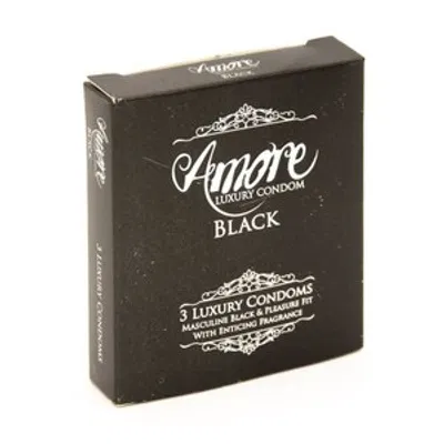 Amore Black Condoms 3pcs