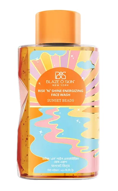 Blaze O’ Skin Rise ‘N’ Shine Energizing Face Wash – Sunset Beads 250ml - Image 1