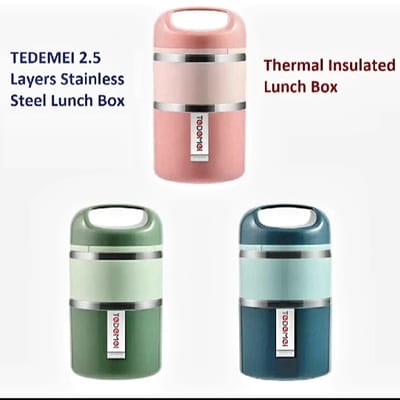 TEDEMEI Stainless Steel 2 Layers Lunch Box 930ml হটপট সিস্টেম লাঞ্চ বক্স টিফিন বাটি